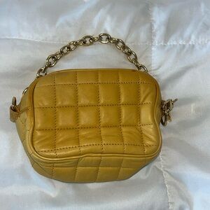 BCBGMaxAzria Mona Mini Cosmetic Crossbody Bag Mimosa Yellow Faux Leather